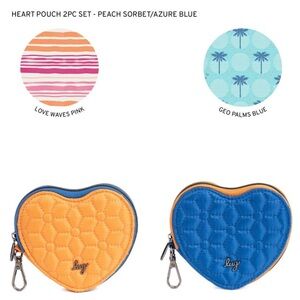 Lug Two-Tone Heart Pouch 2-pc set in Azure Blue/Peach Sorbet